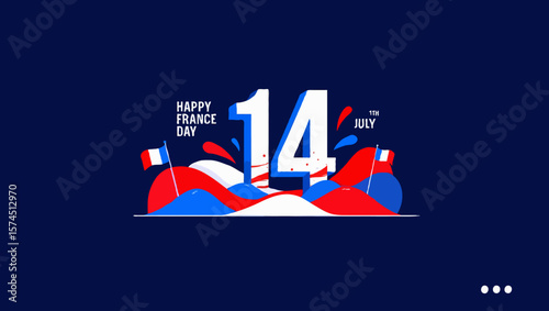 Vector art of celebrating happy france day with french flag and tricolor design
