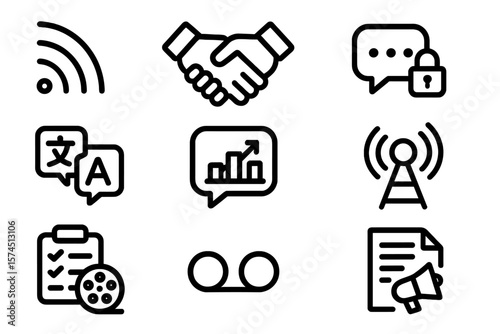 Seamless linear icons for communication, security, and data analysis
