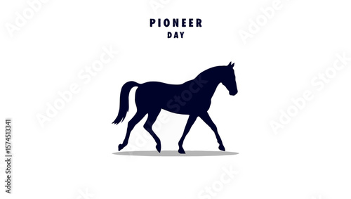 Vector art of a silhouette of a horse represents pioneer day celebration