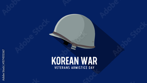 Vector art of a military helmet represents the korean war veterans armistice day