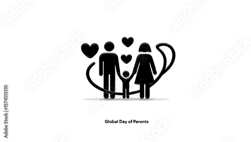 Vector art of a family icon is celebrating global day of parents with love