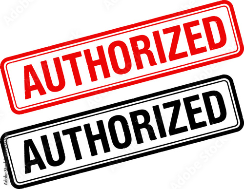 Official Authorized Stamp Graphics Red and Black Rectangular Design Elements for Documents and Presentations