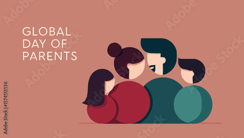 Vector art of a happy family is celebrating global day of parents with love