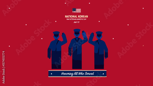 Vector art of a graphic honors national korean war veterans armistice day on july 27