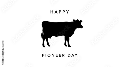 Vector art of a silhouette of a cow for pioneer day isolated on white background