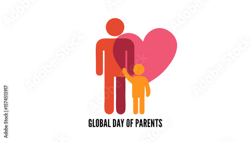 Vector art of a symbolic illustration for global day of parents with a parent and child