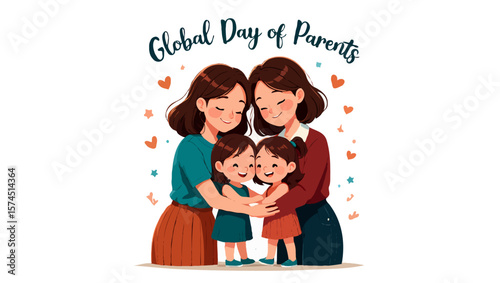 Vector art of a happy family celebrates global day of parents isolated on white background