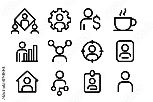 Minimalist business icons collection for modern office communication