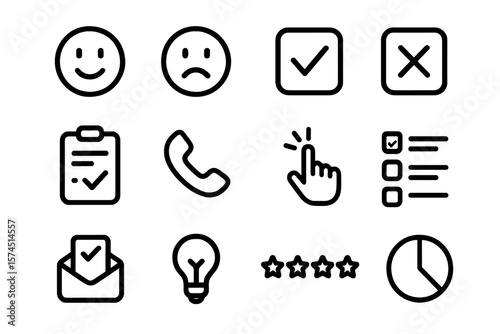 Minimalist interface icons on dark background for web design