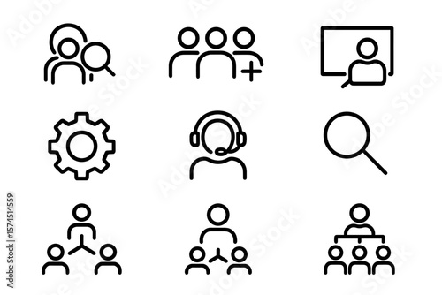 Minimalist business icons collection for teamwork and communication