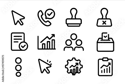 Minimalist dark glyph icons set for business and communication