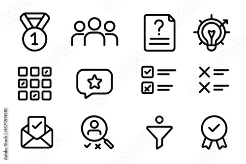 Minimalistic icons set for business and communication themes