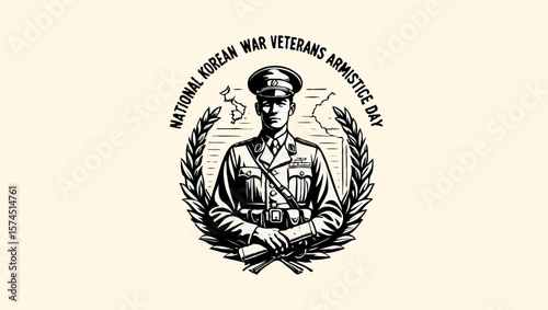 Vector art of a graphic illustration for national korean war veterans armistice day