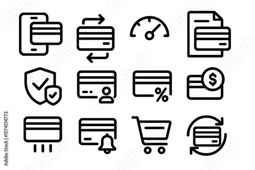 Seamless linear icons for mobile payment and e-commerce themes