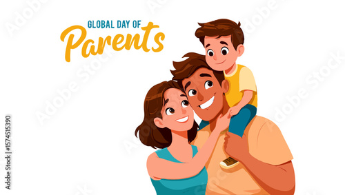 Vector art of a happy family celebrates global day of parents with love and joy