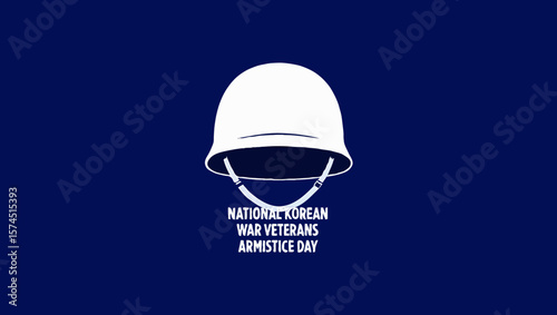 Vector art of a white helmet commemorates national korean war veterans armistice day