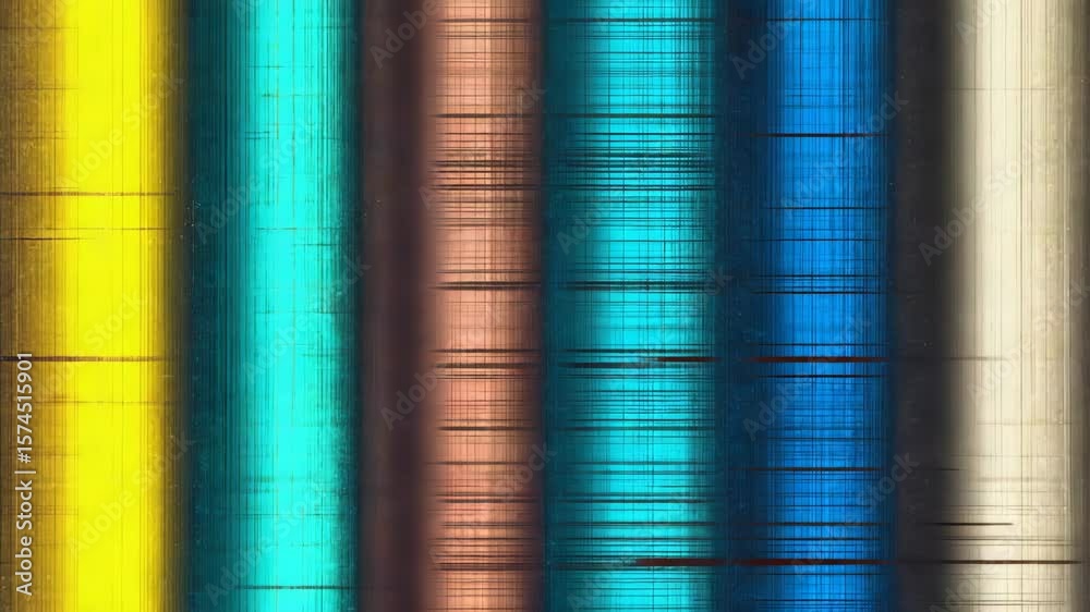 vertical color bars on tv, retro video test pattern with noise