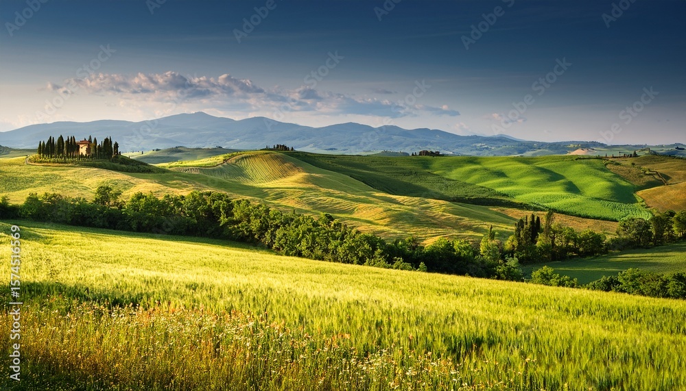 Fototapeta premium rural landscape at summertime in tuscany italy