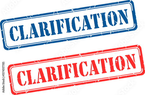 Clarification Stamp Red and Blue Grunge Rubber Stamps for Documents and Official Use