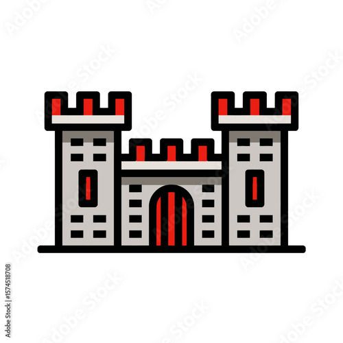 Stylized castle drawing stands isolated digitally