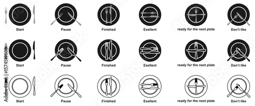 table manner icon set vector illustration isolated on white background.