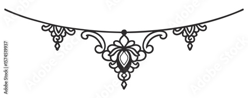 Filigree border with swirls, flourishes, arabesque patterns, vintage style line art, suitable for invitations, stationery, web design, creating classic ornamental graphic elements
