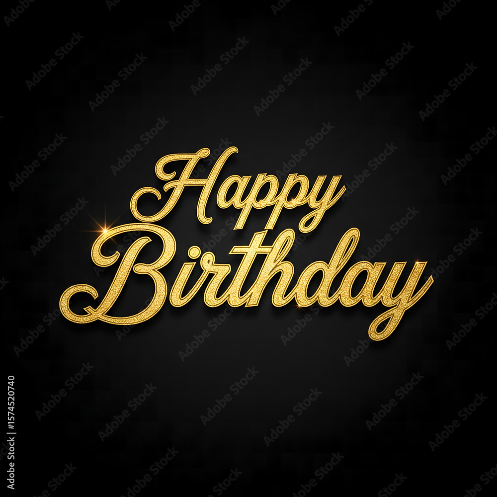 Obraz premium Golden Happy Birthday Text on Elegant Background Illustration