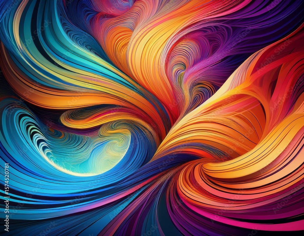 Fototapeta premium conceptual artwork of financial synergy in a merger or acquisition visualized as intertwining colorful streams