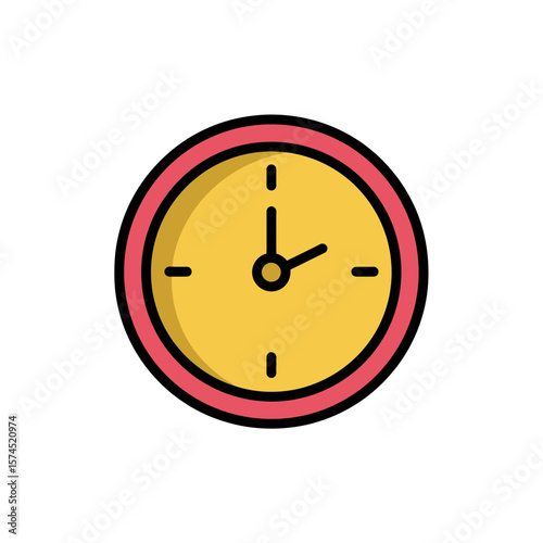 Yellow clock indicates time passage on white background graphic