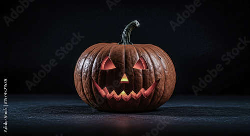 Wallpaper Mural Jack o lantern glowing on a dark surface, a festive symbol of Halloween. Spooky and eerie concept for holiday celebration. Torontodigital.ca