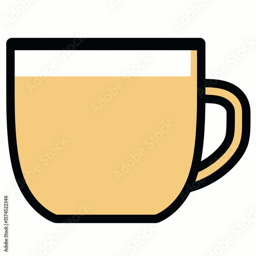 Beige liquid fills simple mug stands alone minimalist design