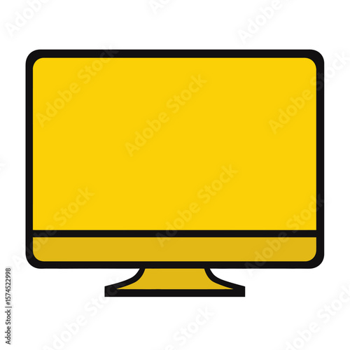 Yellow computer displays screen information digitally online
