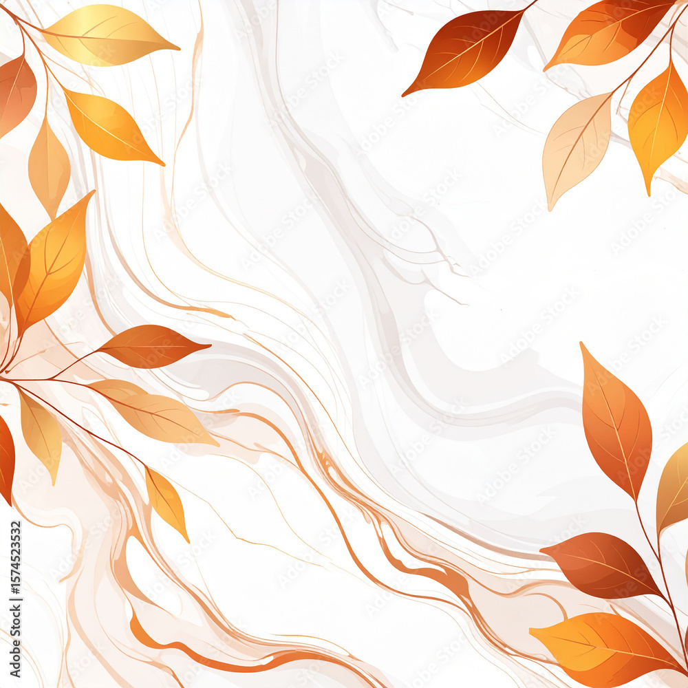 Fototapeta premium Autumn Marble Background – Copper & Amber Veins with Cozy Fall Aesthetic