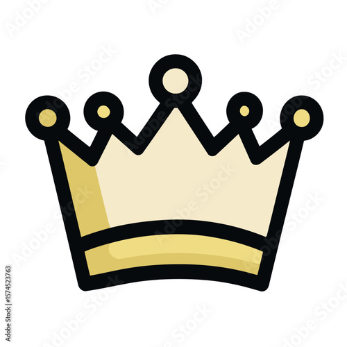 Gold crown reigns isolated in royalty cartoon illustration