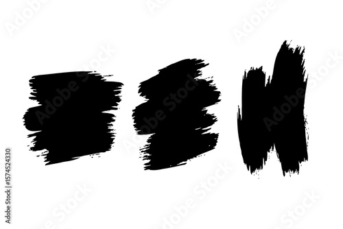 Vector Brush Lines Set Black Paint Spots, Marker Strokes, Ink Smudges and Texture Elements