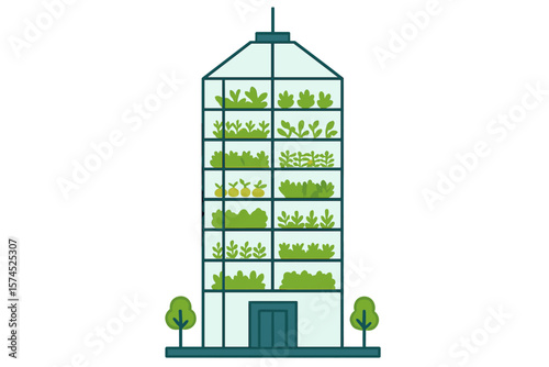 Vertical garden building in urban environment promoting sustainable agriculture and fresh produce growth