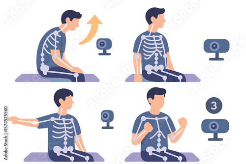 Guided exercise routine for improving posture and flexibility in a home setting during daytime
