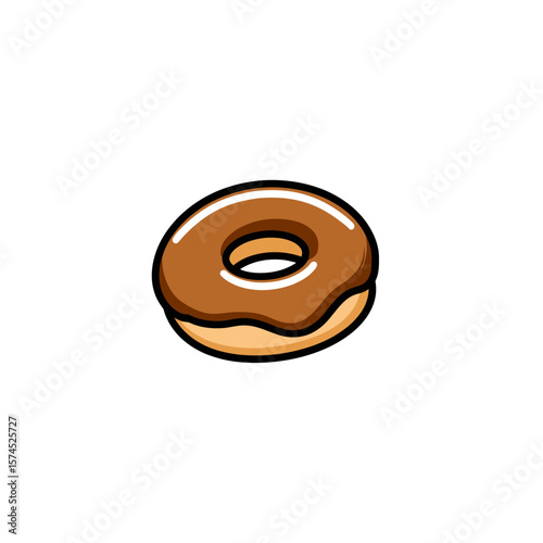 Iced donut sits isolated against crisp white backdrop delicious