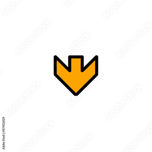 Golden arrow symbol indicates direction on clean backdrop isolated