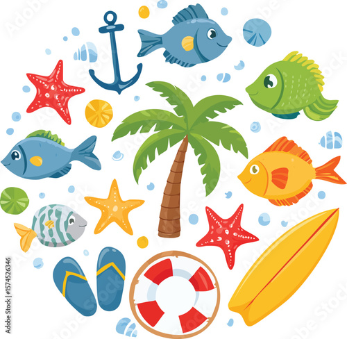 Circle of Summer Icons EPS file