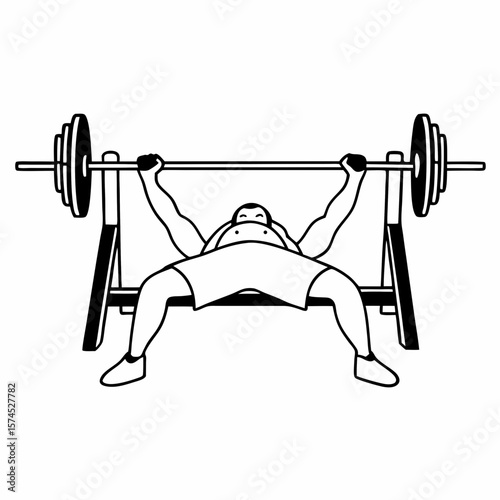 Muscular man lifting barbell on incline bench vector