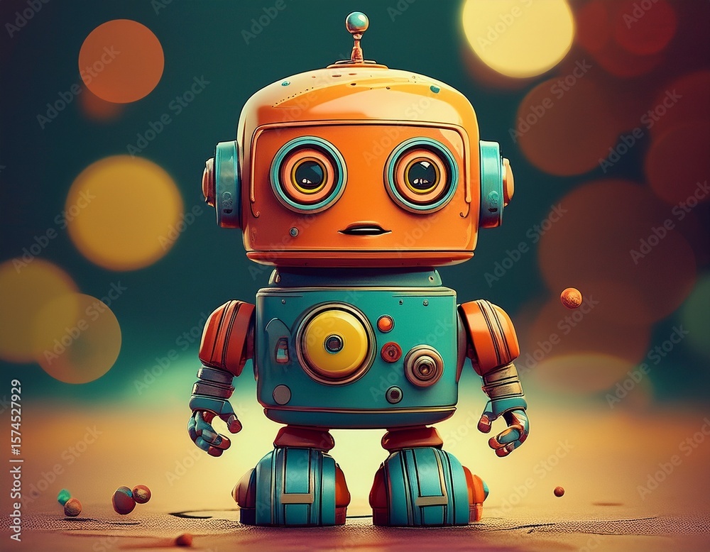 retro robot cute toy representation