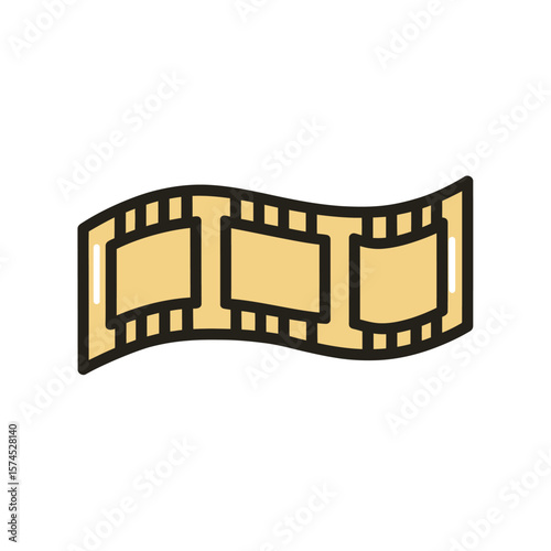 Filmstrip graphic displays motion pictures in studio setting isolated