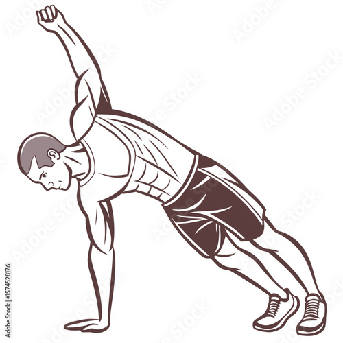 Muscular man performing side triceps pose bodybuilder fitness