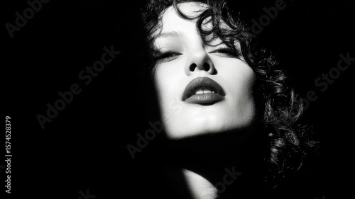 Captivating Portrait of a Woman in Dramatic Black and White Light
