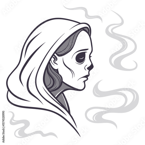 Spectral visage shrouded in ethereal mist ghost spirit