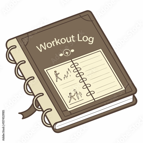 Workout journal with fitness illustrations fitness log exercise notebook