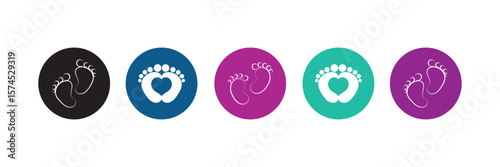 silhouette of baby feet icon over white background. vector illustration. Baby footprints icon isolated on white background. Baby feet sign. Set icons colorful. Vector Illustration. eps10