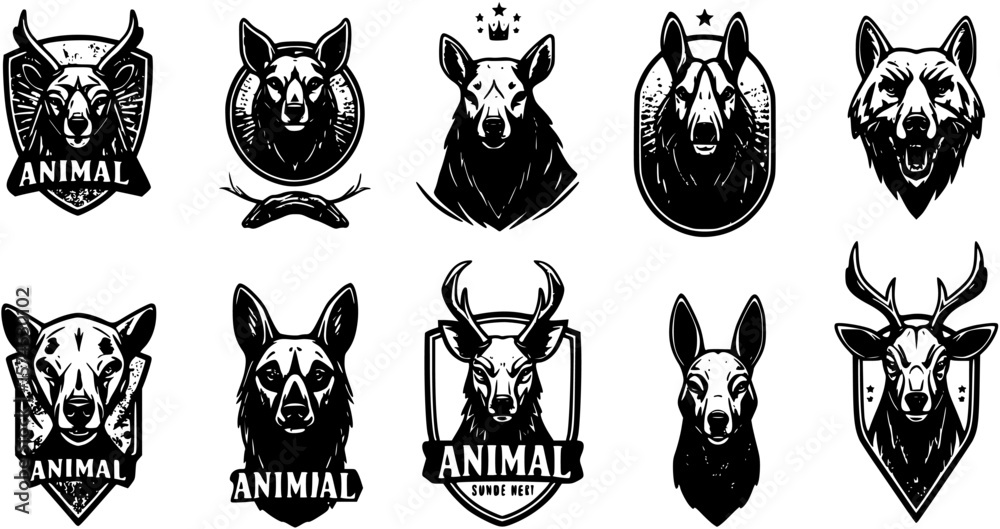 Fototapeta premium Animal vector emblems, logos, labels set