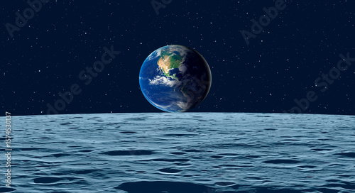 Fototapeta Naklejka Na Ścianę i Meble -  The Earth as Seen from the Surface of the Moon 